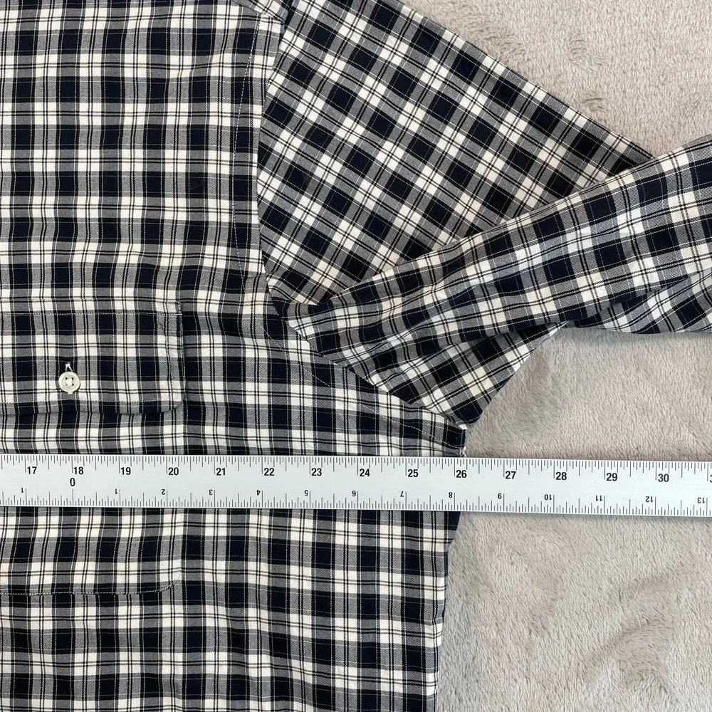 Vintage Polo Ralph Lauren Shirt Men XL Black Plaid Double Flap Pocket‎ Pony Work